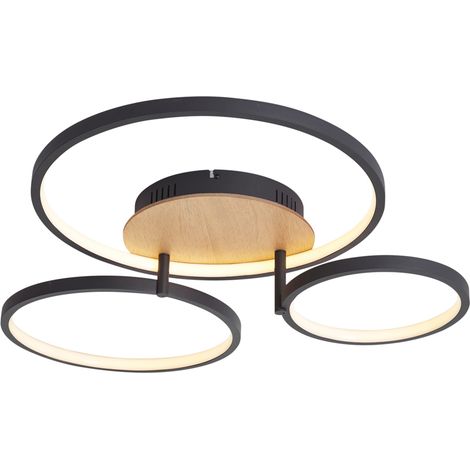 QAZQA Moderne Deckenleuchte Holz inkl. LED 3-Stufen-Dimmbar