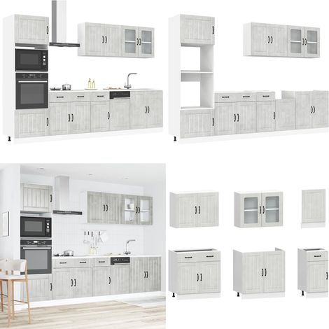 vidaXL 7-tlg. Küchenschrank-Set Kalmar Betongrau Holzwerkstoff (1/5)