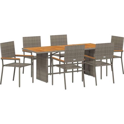 Maison Exclusive - Garten Essgruppe 7 pcs Grau Poly-Rattan