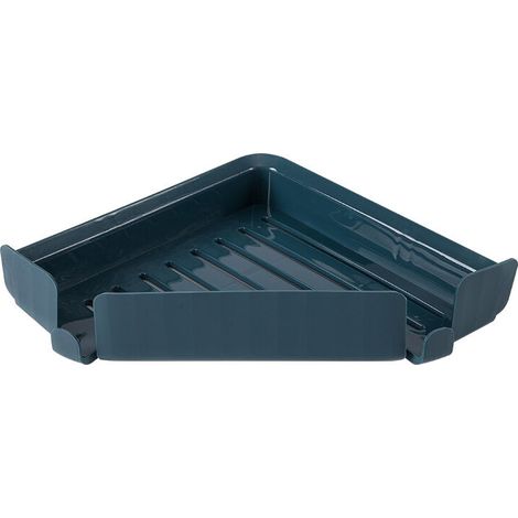 Étagère d’angle murale pour WC, rangement triangulaire salle de bain et cuisine sans perçage, couleur bleue (1/5)