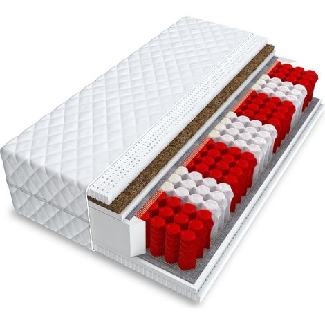 Matratze 100x200 Multipocket Taschenfederkern MAESTRO 9 Zonen H3 H5 23 cm Latex Kokos Polyurethanschaum (1/5)