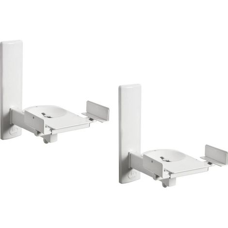 Support mural inclinable pour enceinte – Charge max 25 kg – Pour murs en briques, bois ou béton – Lot de 2 supports blancs – B-Tech