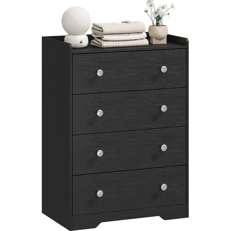 4 Drawer Chest of Drawers, 60 x 37 x 84.2 cm, Black Wood Effect (1/5)