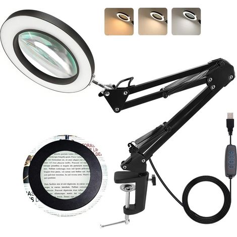 Lampe de réparation à pince à bras long pliable 5X LED, loupe à pince LED, lampe de réparation électronique (1/5)