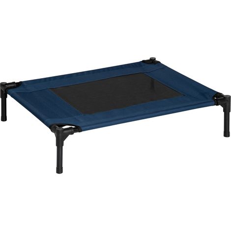 Hundebett Hundeliege Outdoor Katzenbett Haustierbett Schlafplatz, Stahl, 600D Oxford-Gewebe, Blau, 76,2X61X18Cm