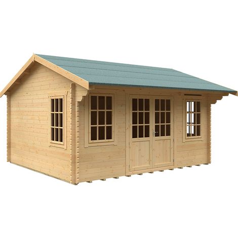 16x14 The Dalton 44mm Cabin - L475 x W415 x H303.6 cm - Solid Wood/Softwood/Pine - Natural
