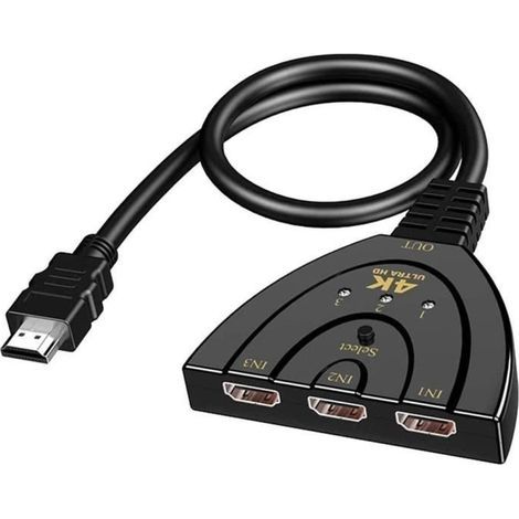 Switch HDMI 4K, splitter HDMI a 3 porte 3 in 1 con cavo HDMI, supporto 4K Full HD 1080P 3D, Plug and Play, HDMI[893] (1/4)