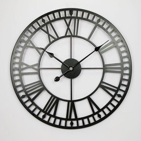 Horloge Murale Metal avec Chiffres Romains, Traditionnel Vintage Rétro Art Industriel Horloge, Horloge Murale Silencieuse, Murale Décoratives, Décoration de Salon, Bureau, Café (40cm) (1/5)