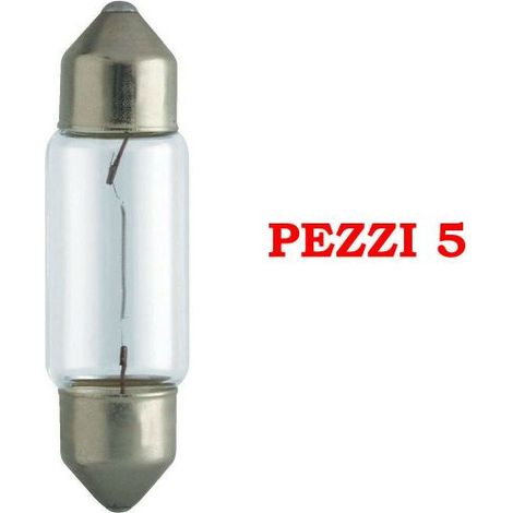 LAMPADINA 12V SILURO C5W 11X35 MM 5W SV8 5-8 PER AUTO TRATTORE 5 PZ (13318/5)