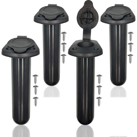 Portacanna da pesca per kayak da incasso con coperchio, accessori per attrezzatura da pesca in plastica, attrezzi per canne da pesca per kayak e canoa, 4 pezzi (1/5)