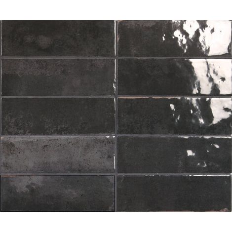 Carrelage mural faience effet rustique ROCK 16x5cm Noir - boîte de 0.71 m2 16 x 5 cm Noir - - boîte de 0.71 m2
