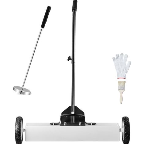 Balai magnétique de 61 cm (24 po) avec roues, capacité de 22,7 kg (50 lb), avec outil de ramassage magnétique télescopique et poignée réglable. Ce balai magnétique permet de ramasser clous et vis. Idé (1/5)