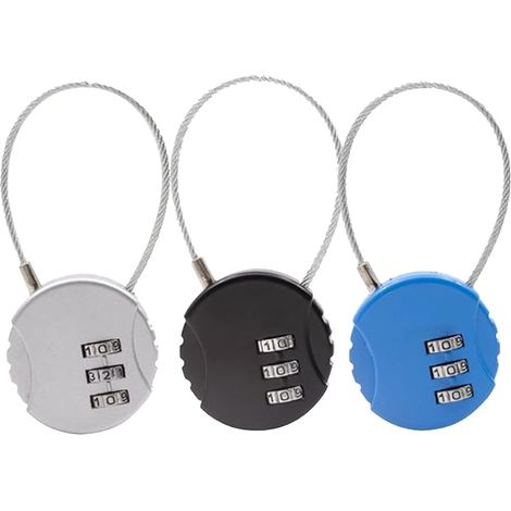 Lot de 3 cadenas à combinaison 3 chiffres étanches pour casiers de salle de sport, sacs à dos, valises à roulettes, clôtures. (1/5)