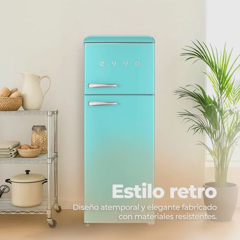 EVVO Frigorífico 2 puertas F45 Retro Azul pastel, refrigerador 170 ...