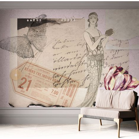 Fotomurale adesivo stickers - murali decorativo - soggiorno moderno - effetto realistico - Collage nostalgico 312x219 cm (1/5)