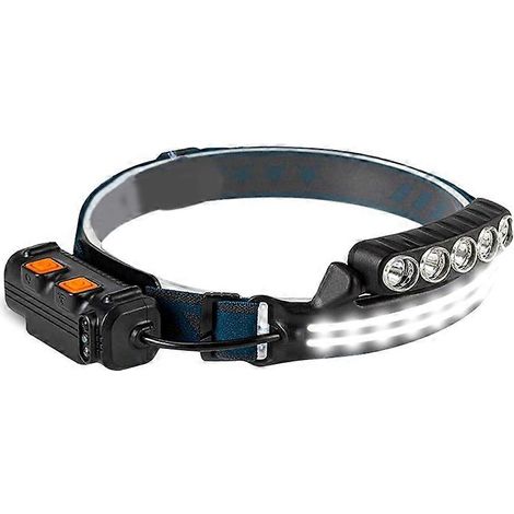 Lampe LED haute luminosité à détecteur de mouvement avec éclairage rouge, 3+3 modes d'éclairage, étanche, pour casque de chantier. (1/4)