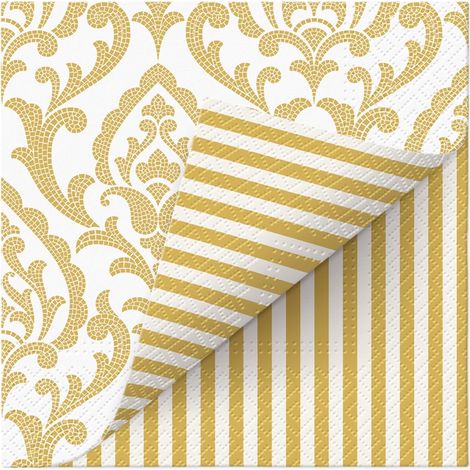 Tovaglioli natalizi, oro, carta bianca, 16,5x16,5 cm, dimensioni 33x33 cm