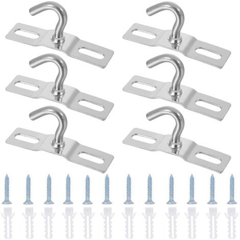 6 Stück Deckenhaken, Hakenplatten, Deckenleuchten-Grundplatte, Stahl Deckenhaken Robust mit Schrauben für Hängelampe, Pflanze, Korb, Ventilator (70mm) (1/5)