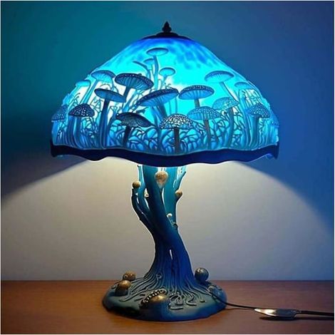 Nouveauté 2025 : Lampe de table Tiffany Glass Plant Series, lampe de table rétro, lampe champignon colorée (1/4)