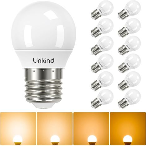 Ampoule LED E27 Dimmable 4,2W (remplace 40W) G45/P45 petite lampe, 2700K blanc chaud 470LM 240°， E27 Lampe à Économie d'Énergie pour lampe de Table, lampe de Sol, 10%-100% Dimmable, 12 PCS (1/5)