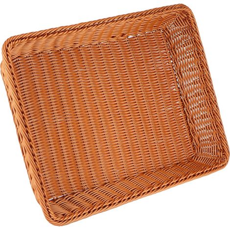 A1744 Panier à pain en rotin, panier de rangement pour aliments et fruits, assiette à fruits rectangulaire, très grande taille (pour le café) (1/5)