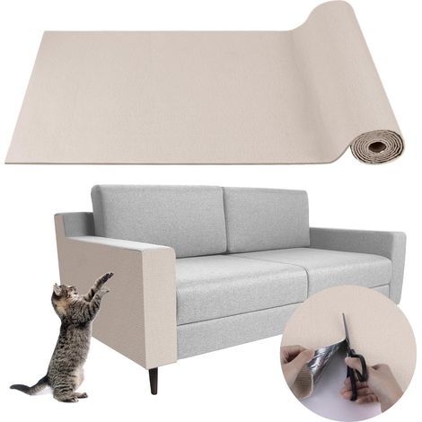 Tapis Griffoir Chat Adhésif, Grattoir Mural pour Canapé, Protection Anti-Griffe, Peut être Coupé sur Mesure - Beige, 30x100 cm (1/5)
