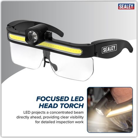 Sealey HT112R Rechargeable LED Head Torch Removable PC Lens 9W COB & 5W LED (1/5)