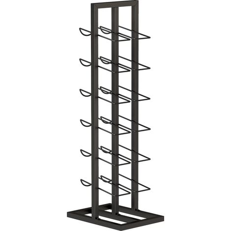 Portabottiglie in metallo per 12 bottiglie, da terra, stile industriale, nero HOMVRA (1/5)