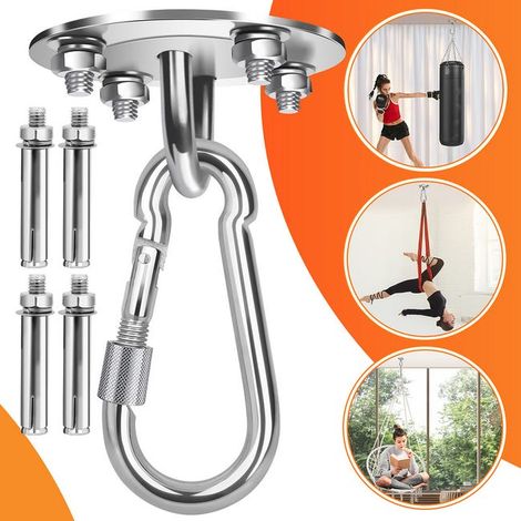 2x fester Yoga-Deckenhaken, Aufhängeplatte, Hakenschlaufe, Aufhängehaken