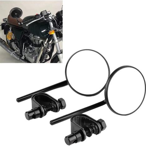 Rétroviseur moto vintage rond réfléchissant noir pour customisation