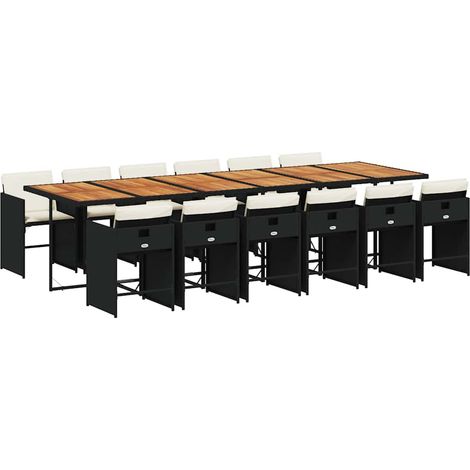 Maison Exclusive - 13-tlg. Garten-Essgruppe mit Kissen Schwarz Po (1/5)