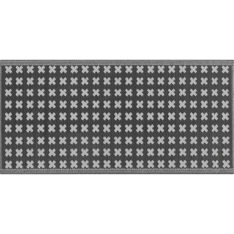 Alfombra de exterior negra sintética 90 x 180 cm ecológica moderna minimalista Rohtak (1/5)
