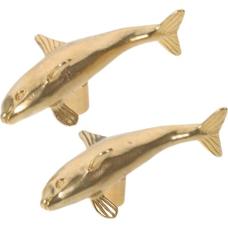 2pièces Poignée de Porte Intérieur Laiton Style Dauphin Boutons de Meuble Vintage pour Placards et Cuisine Quincaillerie de Remplacement