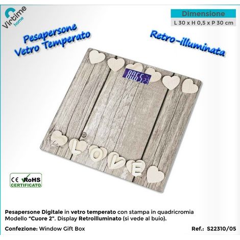 Bilancia Pesapersone Digitale in Vetro Temperato Wood & Hearts (1/2)
