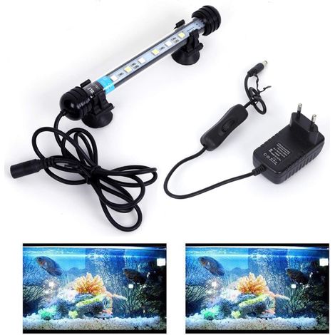 LED Aquarium Lighting Tube Lamp Waterproof Energy Saving Diving Lighting Fish Tank Decoration RGB Colour with Remote Control (1.8 x 18 cm, Blue (1/5)