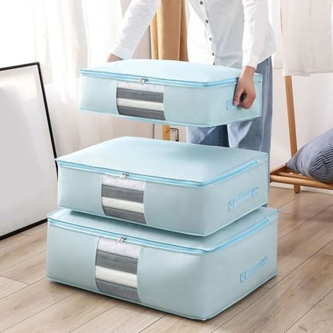 Organisateur de vêtements Bonne capacité de charge Confortable Grand sac de rangement à style-Sky Blue-S4 (1/2)