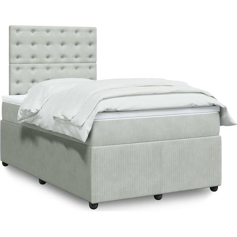Boxspringbett mit Matratze Hellgrau 120x190 cm Samt