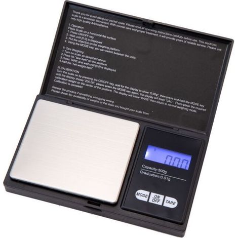 Balance de grammes numérique avec plateau 500g x 0.01g, balance alimentaire de précision, balance à bijoux, avec écran LCD rétroéclairé (1/3)
