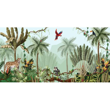 Papier peint panoramique - Jungle Animaux - 130 cm x 65 cm (1/2)