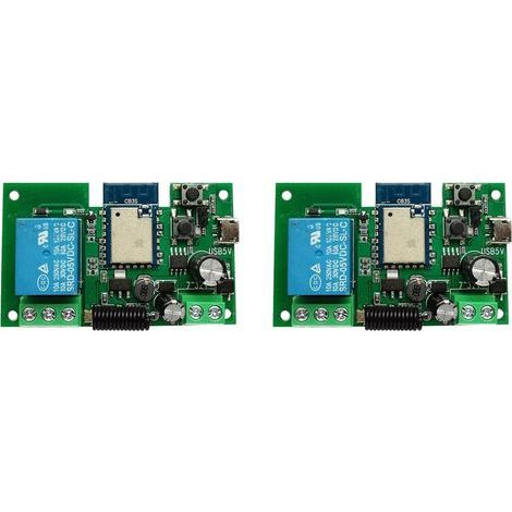 2X Tuya WIFI Controller Porte Garage Ouvre-Porte 1CH 7-32V Minuterie Inching Module Relais Autobloquant (1/4)