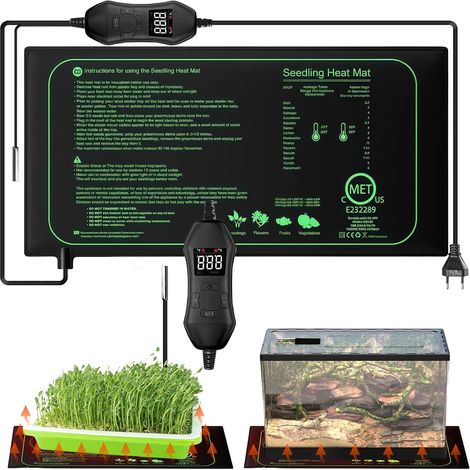 Tapis Chauffant pour Plantes: Tapis Chauffant pour semis, Tapis Chauffant 25,4 cm x 52,9 cm avec Thermostat pour la Germination des Plantes et des semis, Tapis Chauffant pour Serre, Reptiles (1/5)