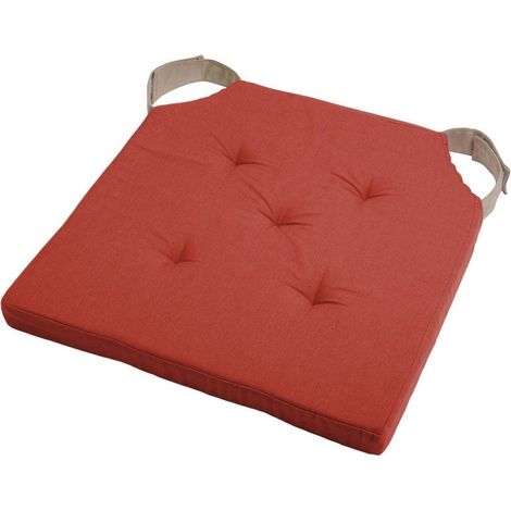 Galette de chaise réversible 38 x 38 cm – 100% coton – Terracotta – Attaches par scratchs pour un maintien optimal – Stof (1/3)