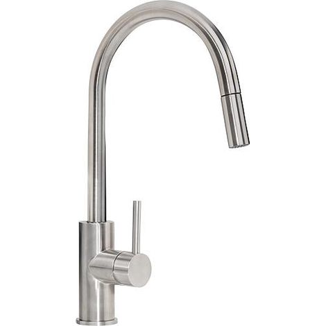 Mitigeur d'evier Salsa inox avec douchette extractible H: 393mm, entraxe 208mm (1/2)