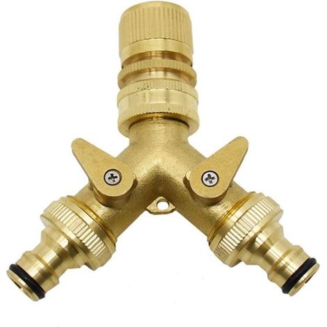 2-Wege-Y-Verbinder aus Messing für Gartenschläuche, 3/4"-Messinganschlüsse, Messing-Gartenschlauchadapter, 1 Stück (1/5)