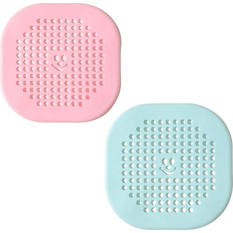 Couvercle de drain carré pour douche 5,5 pouces, attrape-cheveux, bouchon plat en silicone pour salle de bain et cuisine, filtre, protection de drain de douche, bouchon de crépine plat avec ventouses (1/4)