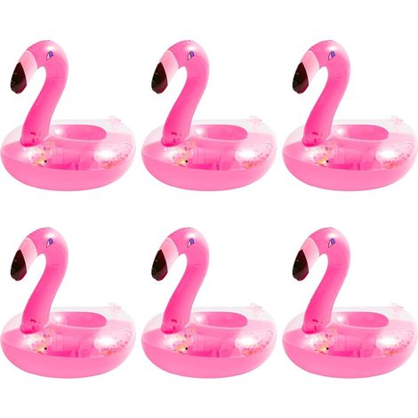 Lot de 6 porte-gobelets flamant rose, porte-gobelets gonflables pour adultes, enfants, piscine, plage, bain (6)