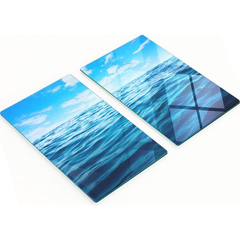 Taglieri e vassoi decorativi in vetro effetto acqua di mare, 2x30x52 cm (1/5)