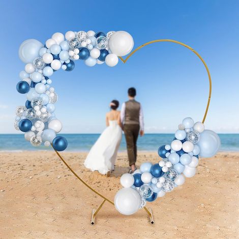 Hochzeitsbogen Gestell 6.89ft (2.1m) Herz Ballon Bogen Hochzeit Bogen Kletterrahmen Metall Liebende Form Herz Bogen Rahmen Kreis Kulisse Stand für Party Zeremonie Veranstaltungen Dekoration (Gold) (1/5)