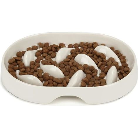 Gamelle Anti Glouton Chat et Petit Chien - Ovale - Plastique - Prévention de la suralimentation (1/4)