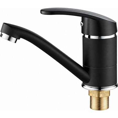 Robinet mitigeur noir pour lavabo et évier cuisine et salle de bain en alliage de zinc poignée plastique eau chaude et froide 1 kg – Livraison gratuite (1/4)